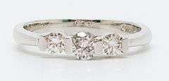 14kt Solid White Gold & Diamond Band Ring