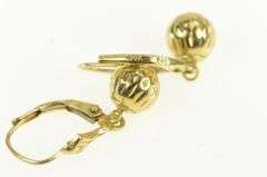 14K Yellow Gold Diamond Cut Ball Sphere Dangle Lever Back Earrings