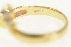 14K Yellow Gold Retro Diamond Scalloped Bypass Wedding Band Ring