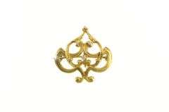 14K Yellow Gold Art Nouveau Swirl Diamond Watch Hanger Pin/Brooch