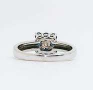 14kt Solid White Gold, Blue Sapphire, & Diamond Cocktail Ring