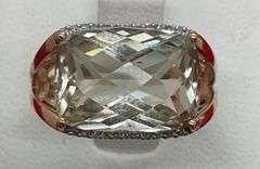 CERTIFIED LADIES 14K ROSE GOLD QUARTZ AND DIAMOND RING