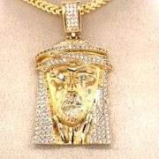 14K YELLOW GOLD JESUS FACE CHARM WITH CHAIN