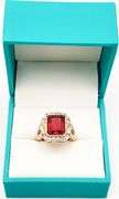 14KT SOLID GOLD, RUBY, & DIAMOND RING