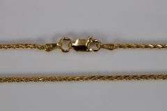 22k Yellow Gold Plated Sterling Silver Diamond-Cut Wheat Chain 1.5mm Solid 925 New Spiga Necklace 24"