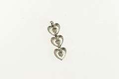 14K White Gold Tiered Diamond Heart Valentine Love Charm/Pendant