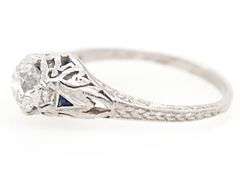 Vintage 0.80ct European Cut Diamond Milgrain Engagement Ring in Platinum