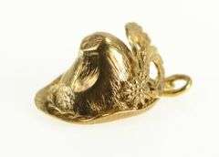 8K Yellow Gold Feathered Tyrolean Bavarian Alpine Hat Charm/Pendant