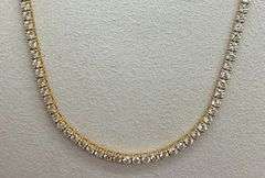 CERTIFEID BRAND NEW LADIES 14K YELLOW GOLD DIAMOND TENNIS NECKLACE- 20.00+ CARATS!!!