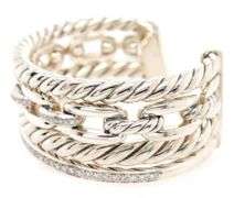 David Yurman Diamond Wellesley Cuff Bracelet in Sterling