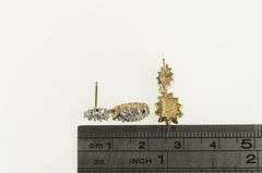 14K Yellow Gold Diamond Tear Drop Pear Cluster Vintage Earrings