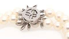 Cultured Pearl and 0.10ctw Diamond Clasp Double Strand Bracelet in 14K