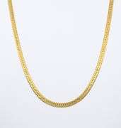 Long 14k Etched Herringbone Necklace
