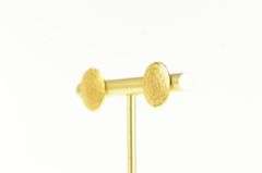 14K Yellow Gold Round Mayan Calendar Ornate Domed Stud Earrings