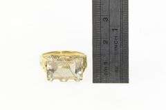 14K Yellow Gold Emerald Cut Rutilated Quartz Ornate Cocktail Ring