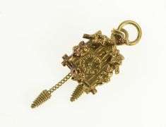 14K Yellow Gold 3D Articulated German Cuckoo Clock Charm/Pendant