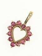 14K Yellow Gold Ruby Hear Love Symbol Valentine Vintage Pendant