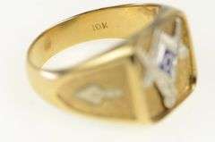 10K Yellow Gold Art Deco Men's Compass Square Masonic Ring