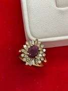 CERTIFIED LADIES 14K GOLD DIAMOND AND RUBY RING
