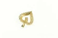 10K Yellow Gold 0.45 Ctw Baguette & Round Diamond Heart Pendant