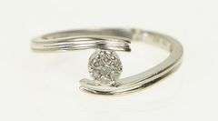 10K White Gold Diamond Round Flower Cluster Promise Ring