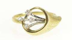 14K Yellow Gold 1940's Diamond Calla Lily Ornate Vintage Ring