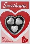 SWEETHEARTS CANDY PAMP SUISSE 3-HEART SET-30.0 GRAMS OF .9999 FINE SILVER
