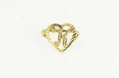 10K Yellow Gold Textured K Initial Monogram Name Heart Love Ring