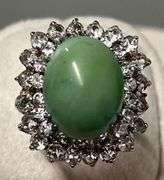 Vintage 14k White Gold Ring with Turquoise and Diamonds