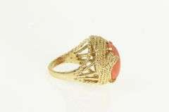 14K Yellow Gold 1950's Coral Rope Vintage Cocktail Statement Ring
