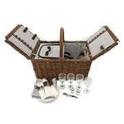Seaside Cape Cod Wicker Picnic Basket Serves 4
