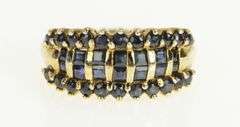 10K Yellow Gold Princess Sapphire Striped Graduated Band Ring