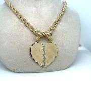 14K YELLOW GOLD BROKEN HEART CHARM WITH CHAIN