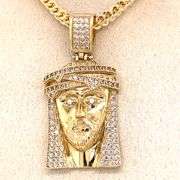 14K YELLOW GOLD JESUS FACE CHARM WITH CHAIN
