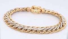 Majestic Two Tone Gold Wheat Chain Bracelet with Jumbo Spring Ring