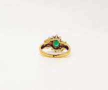 18kt Solid Yellow Gold, Emerald, & Diamond Ring