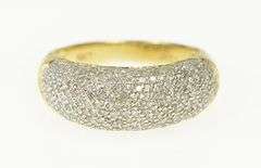 14K Yellow Gold 0.90 Ctw Pave Diamond Rounded Band Ring
