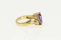 14K Yellow Gold Marquise Amethyst Diamond Cluster Bypass Ring