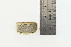 10K Yellow Gold Pave Diamond Encrusted Squared Band Ring