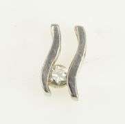 14K White Gold Diamond Wavy Curvy Simple Statement Pendant