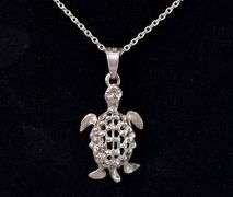Turtle Pendant Necklace In Sterling Silver