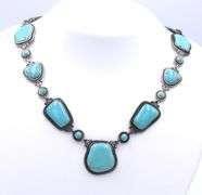 Art Deco Sterling Silver Turquoise Necklace