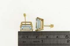14K Yellow Gold Emerald Cut Topaz Solitaire Vintage Statement Earrings