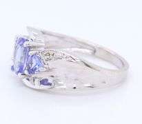 Powerful White Gold 1ctw Tanzanite and Diamond Bypass Ring