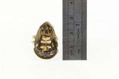 14K Yellow Gold Pear Smoky Quartz Retro Vintage Large Cocktail Ring