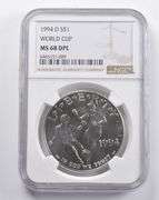 MS68 DPL 1994-D World Cup Commemorative Silver Dollar NGC ONLY 9 DMPL!