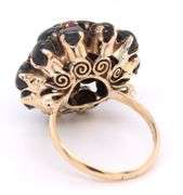 Stunning Yellow Gold Black Star and Ruby Cocktail Ring