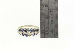 14K White Gold Diamond Baguette Sapphire Statement Band Ring