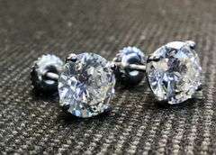 CLASSIC AND TIMELESS 14K WHITE GOLD SINGULAR DIAMOND STUD EARRINGS