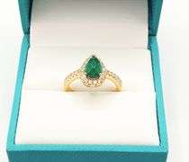 18kt Gold Plated, Emerald, & White Sapphire Ring